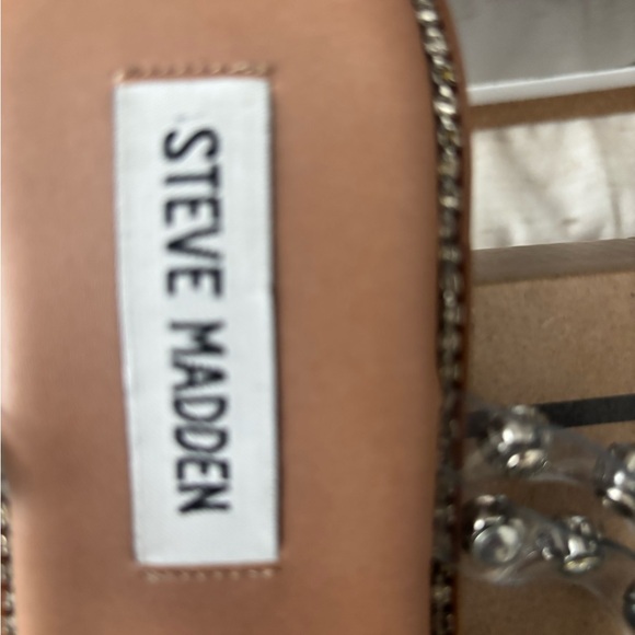 Steve Madden Clear and Tan Crystal Sandals New Without Tags - Picture 6 of 8